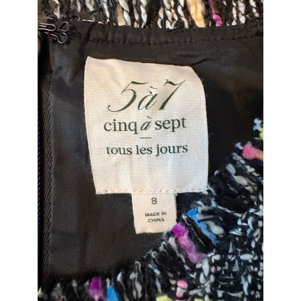 Cinq à Sept Rochelle Tweed Minidress Womens 8 Multicolor Belted Fringe - Picture 7 of 9